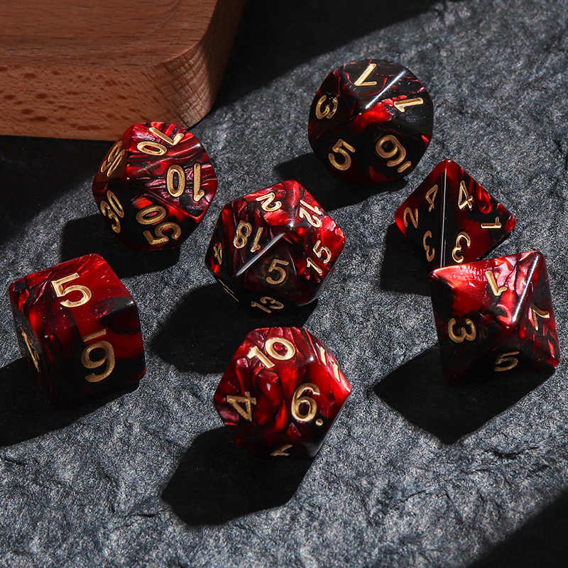 Board Game Ludo - Polyhedral Dice Double-colors Red Black DND